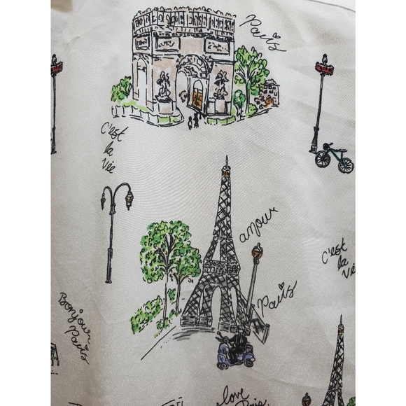 PARIS KARL LAGERFELD PARIS Mixed Print Long-Sleeve Button Down Shirt Sz - Picture 9 of 9